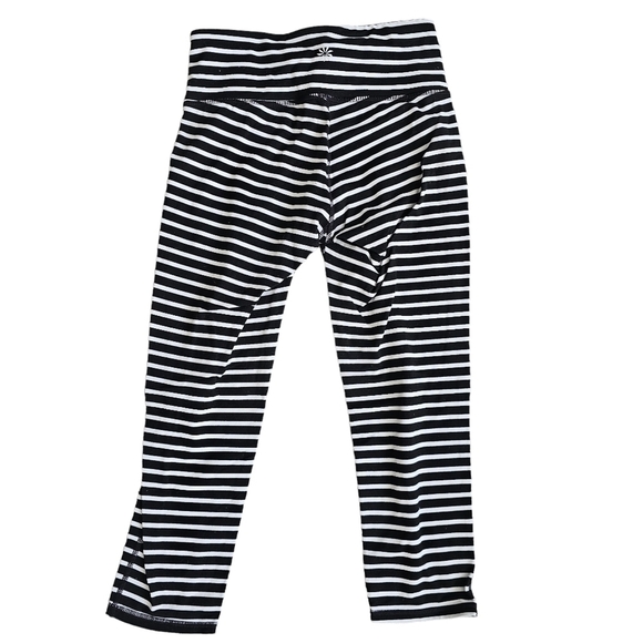 Athleta Black & White Stripe crop Leggings size XS - Picture 2 of 9